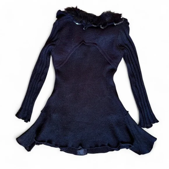 Roz & Ali Women's Cardigan Sweater Dress Small Y2K Fairy Grunge Whimsigoth Black - Picture 5 of 11